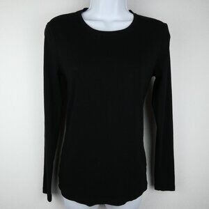 Banana Republic Shirt Womens Small Black Long Sleeve Cotton Classic Stretch Tee